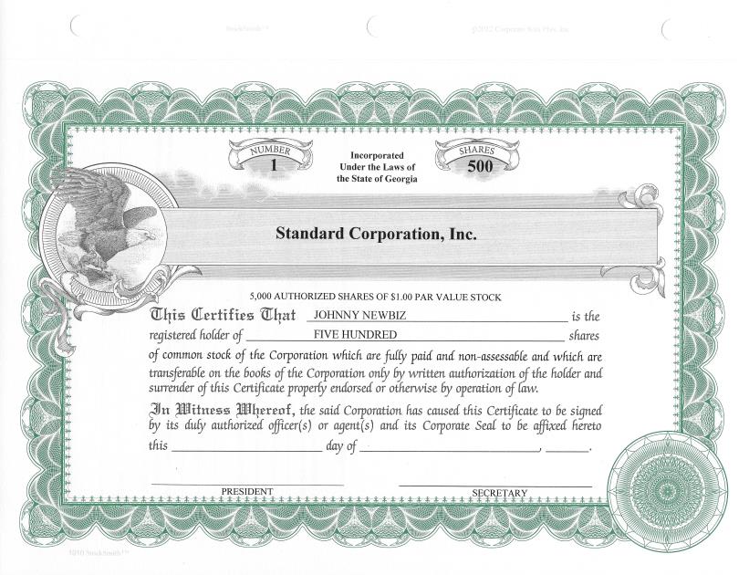 StockSmith Stock Certificates