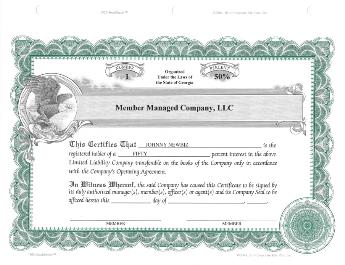20 Custom StockSmith Certificates with Percent for LLC