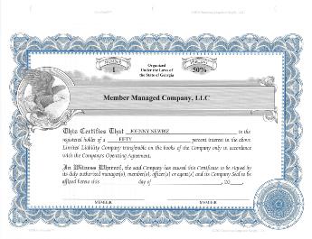 20 Custom StockSmith Certificates with Percent for LLC