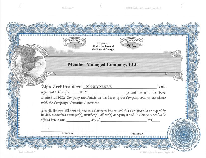 Custom StockSmith Stock Certificates